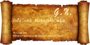Gácsi Nikodémia névjegykártya